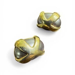 Kenneth Jay Lane Clip-On Earrings Oval Criss Cross Vintage